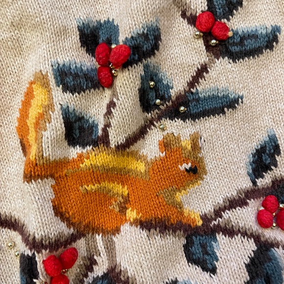 Floral Embroidered Sweater - Red and Cream - Picture 3 of 8